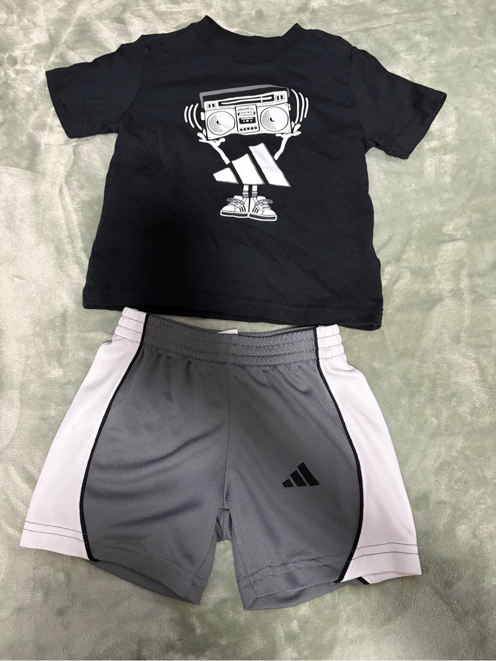 adidas Gray and White Boys Athletic Shorts